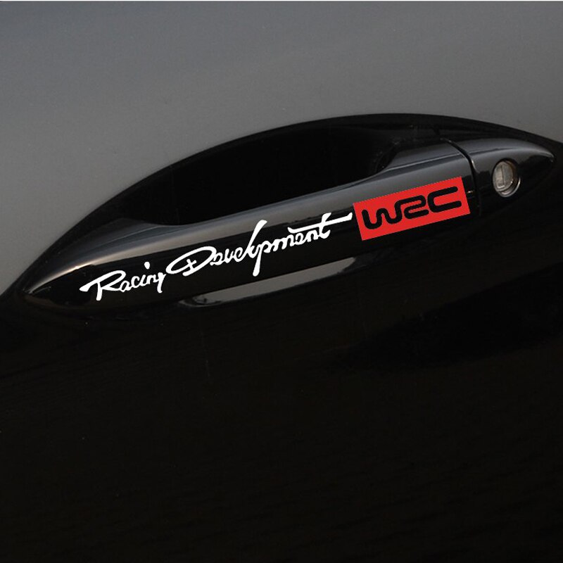 Фото 2. Наклейки на ручки авто WRC Белая с красным ( светоотражающая )