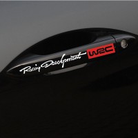 Наклейки на ручки авто WRC Белая с красным ( светоотражающая )