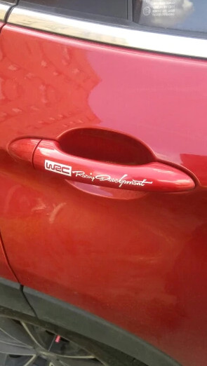 Фото 5. Наклейки на ручки авто WRC Белая с красным ( светоотражающая )