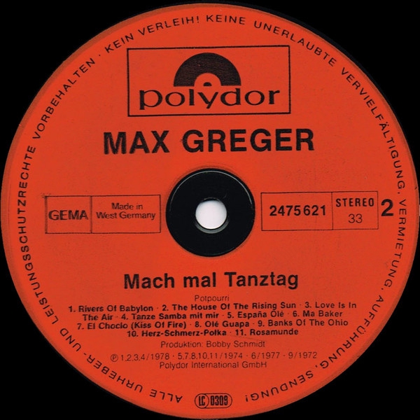 Фото 4. Виниловая пластинка Max Greger – Mach Mal Tanztag