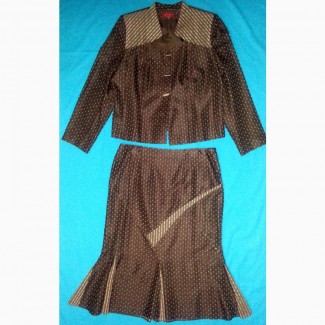 Женский костюм двойка - жакет, юбка, коричневый