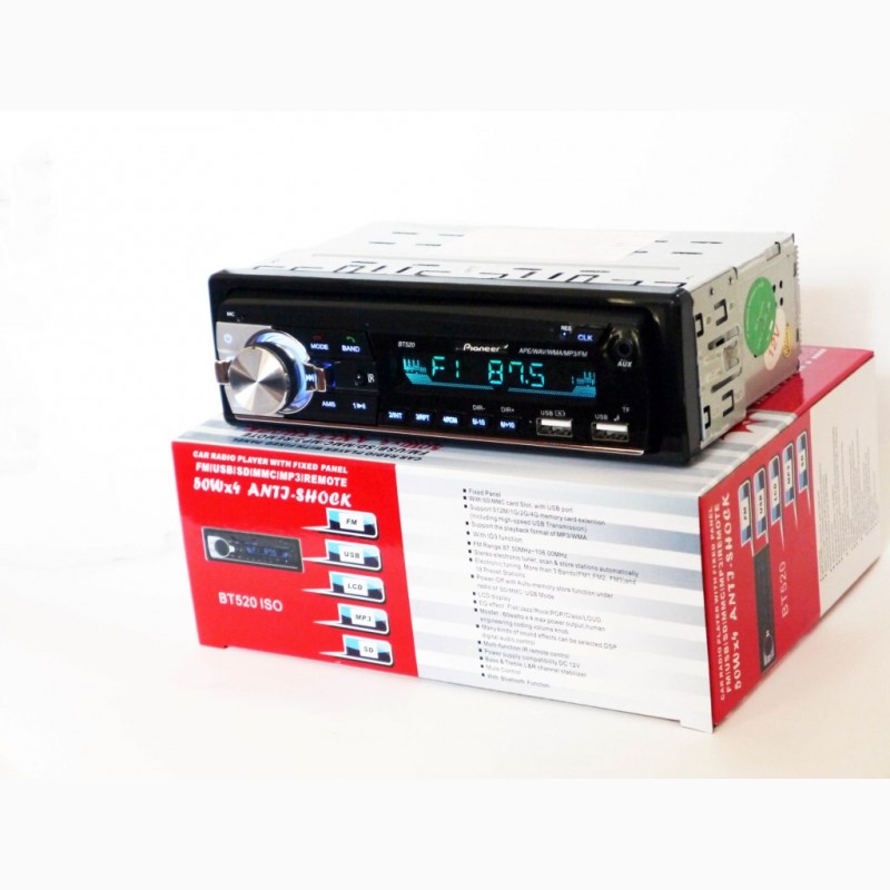 Фото 4. Автомагнитола Pioneer BT520 ISO - MP3, FM, 2xUSB, SD, AUX, BLUETOOTH
