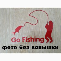Наклейка на авто На рыбалку Красная светоотражающая на авто