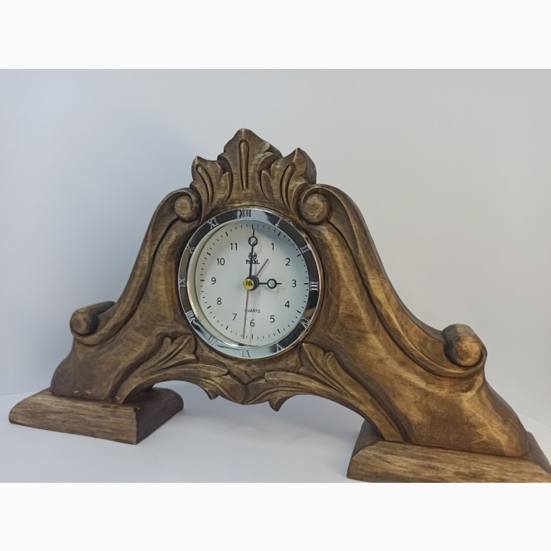 Фото 3. Різьблений камінний годинник, Годинник з дерева, Унікальний настільний годинник