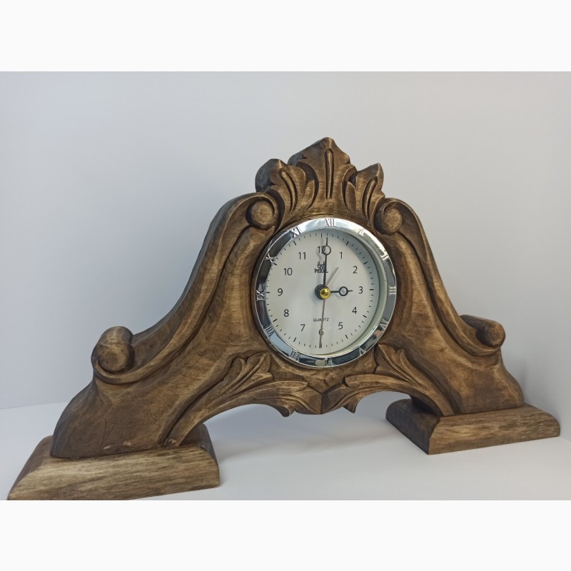Фото 6. Різьблений камінний годинник, Годинник з дерева, Унікальний настільний годинник