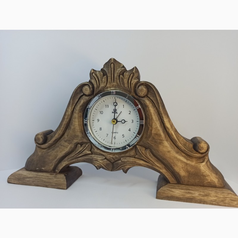Фото 7. Різьблений камінний годинник, Годинник з дерева, Унікальний настільний годинник