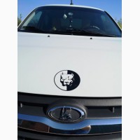 Наклейка на авто-мото Питбуль Черная, Белая светоотражающая