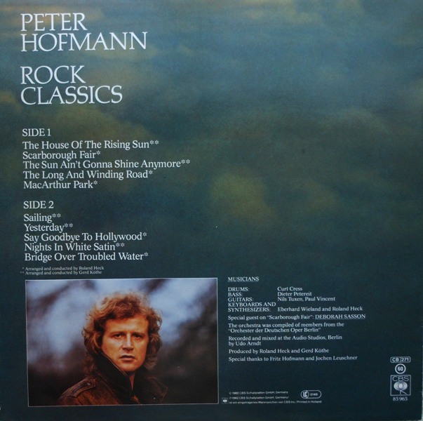Фото 3. Виниловая пластинка Rock classics, Peter Hofmann/ Петер Гофман