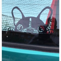 Наклейка на авто Собака, Белая светоотражающая