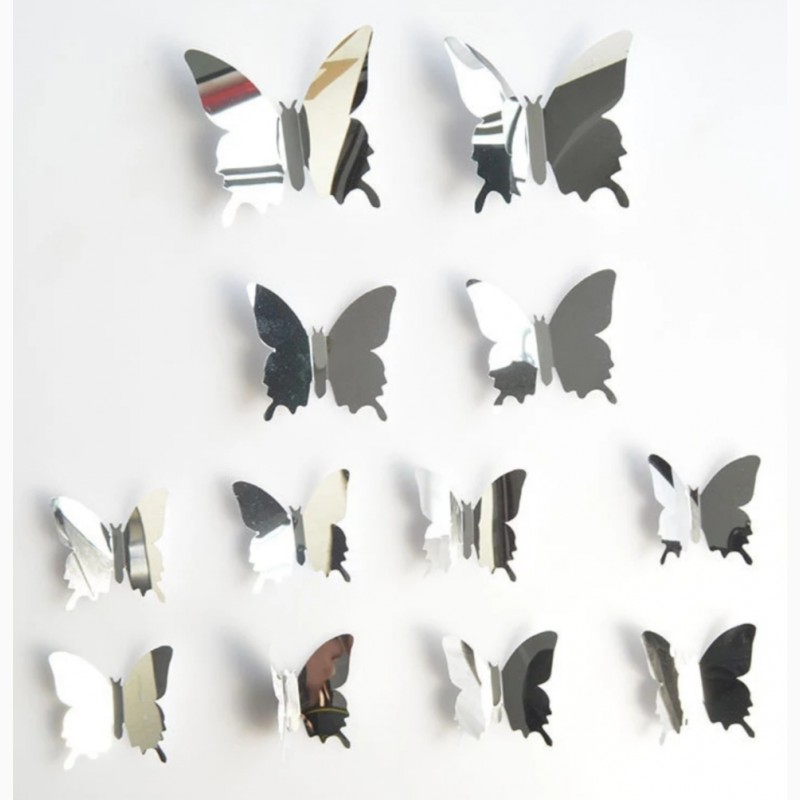 Фото 2. Декор 3D Бабочки 6 шт. Зеркальные наклейки. Для интерьера