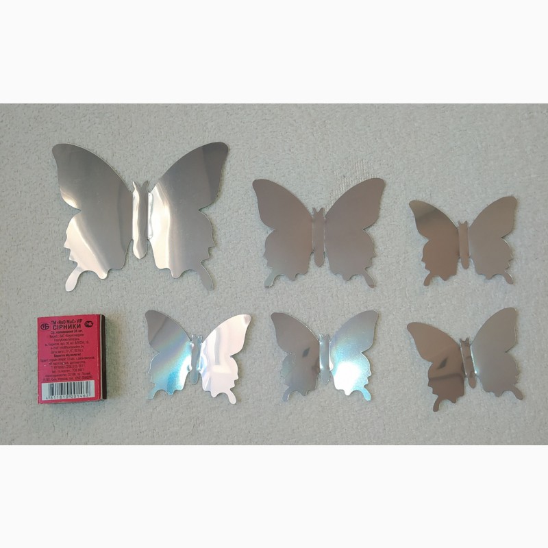 Фото 3. Декор 3D Бабочки 6 шт. Зеркальные наклейки. Для интерьера