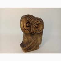 Статуетка сови 12.5 см, Абстрактна статуетка сови, різьба по дереву, подарунок, скульптура