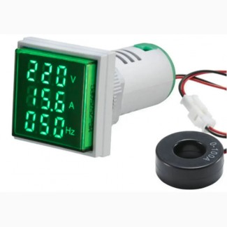 Цифровой вольтметр-амперметр-частотомер AC 60 - 500в 22мм Зеленый