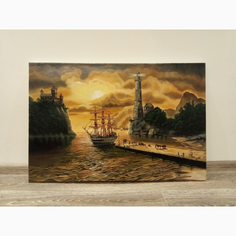 Фото 2. Картина Морской закат, 50х75см, холст, масло