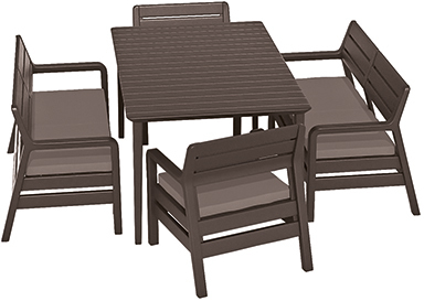 Фото 11. Садовая мебель Delano Set With Lima Table 160 искусственный ротанг Allibert, Keter