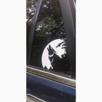 Наклейка на авто мото Волк Белая светоотражающая, Чёрная