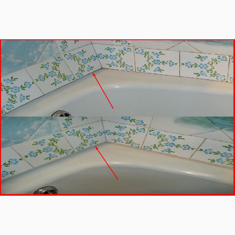Фото 5. Стык примыкание зазор бордюр между ванной и стеной из эпоксидной затирки
