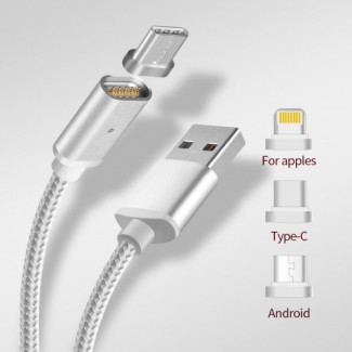 Магнитный кабель 3в1 для зарядки Android, Iphone, Type C Magnetic USB Cable