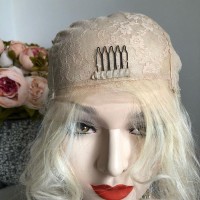 Парик натуральный на сетке 100 - женский парик из 100% натуральных волос блонд 36 см