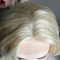 Парик натуральный на сетке 100 - женский парик из 100% натуральных волос блонд 36 см