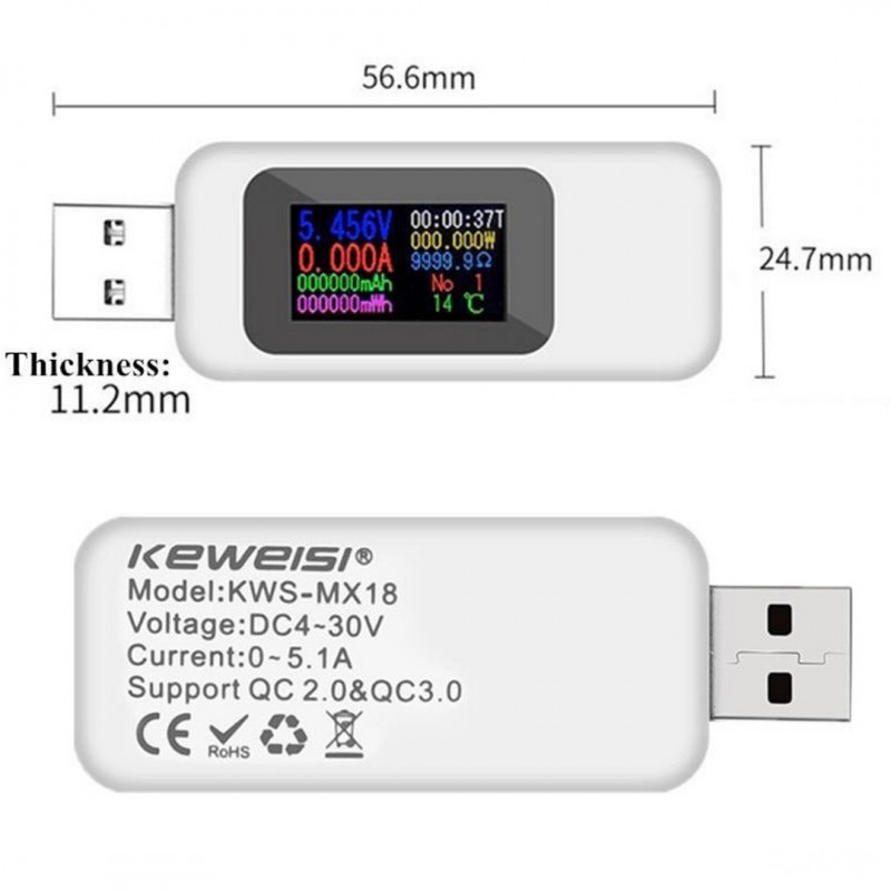 Фото 5. USB тестер, многофункциональный, Keweisi KWS-MX18, новый